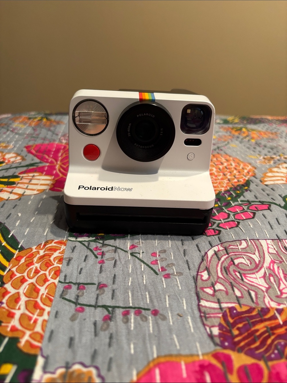 Polaroid Now Instant Camera - White with Rainbow Accent